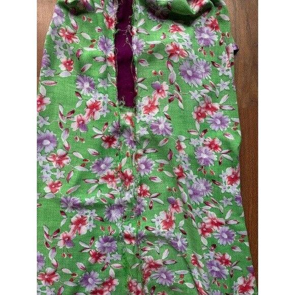 Vintage‎ Custom Mrs Roper Purple Red Floral Lounge Mu Mu Midi House Dress MED - Picture 13 of 14